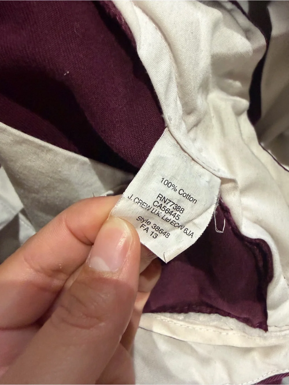 J. Crew Men's Chino Pants in Deep Burgundy